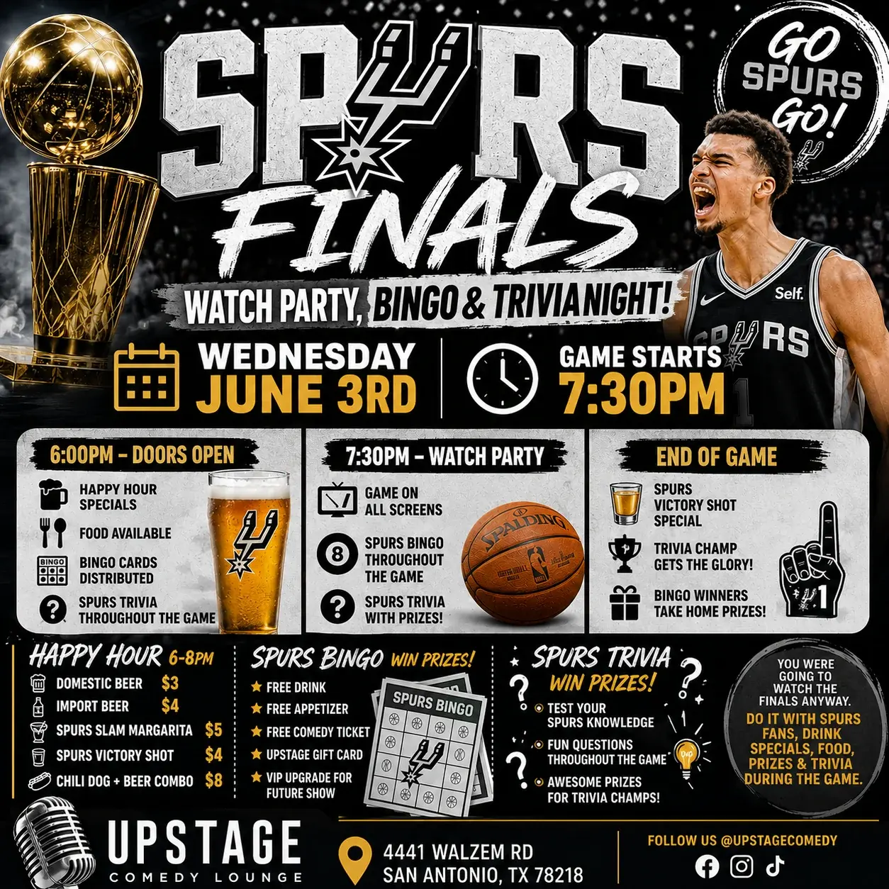 Spurs Finals Watch Party, Bingo & Trivia Night